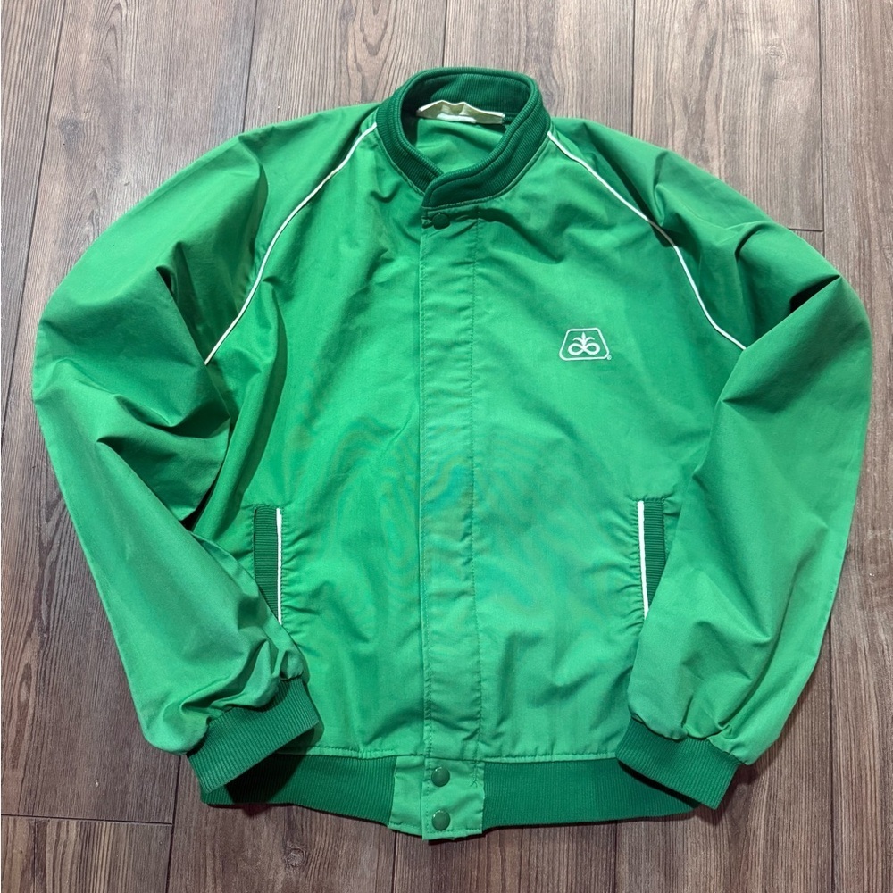 Vintage 80s Holloway Pioneer Seed Corn Jacket USA Green Men’s Small